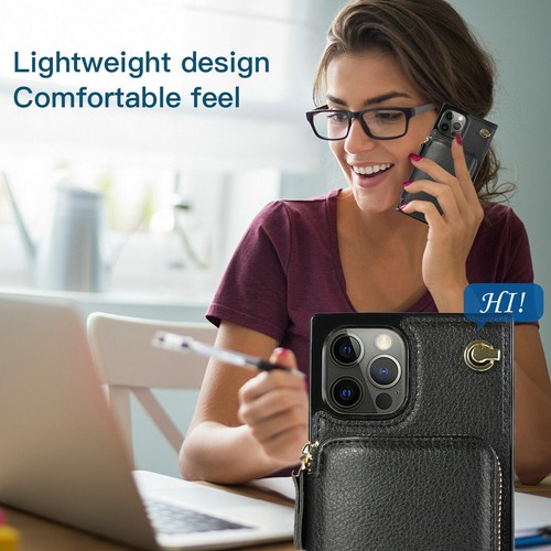 Leather Zipper Card Wallet Phone Case For iPhone 11 12 13 14 Pro Max XR 6 7 8 SE - Picture 12 of 18