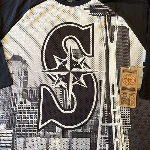 '47 Brand Seattle Mariners Graphic Mesh Shirt 3/4 Sleeve MLB Baseball Men XL New - Picture 10 of 12