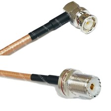 RG142 Silver BNC MALE ANGLE to UHF Female BULKHEAD Coax RF Cable USA Lot