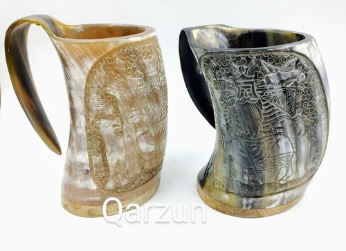 Viking drinking horn mug | Odin Mug Tankard horn beer mug for beer ale wine | Ga - Picture 2 of 4