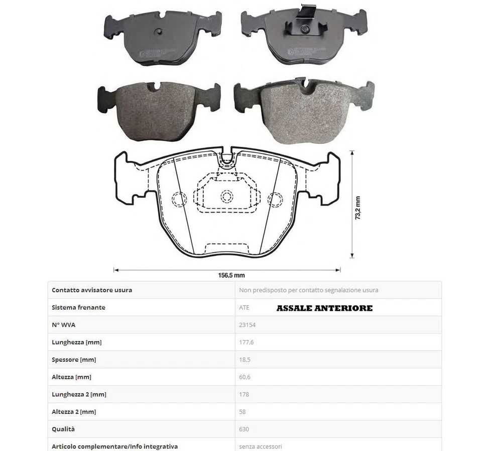 KIT 4 PASTICCHE FRENO ANTERIORE BMW SERIE 5 E39 530 D 142KW DAL 2000 -> 2004 327 - Imagen 3 de 3