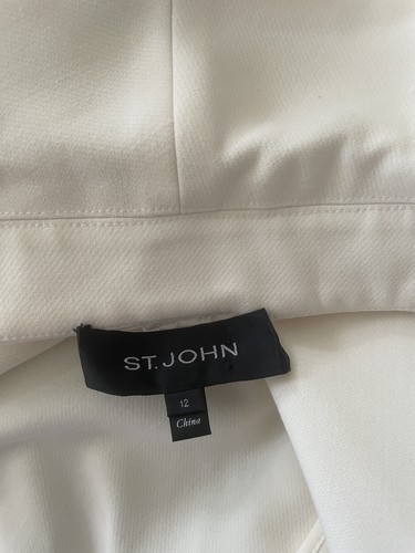 ST. JOHN Jacket Blazer 12 NEW Cream White Unlined MODERN Long - Picture 3 of 8
