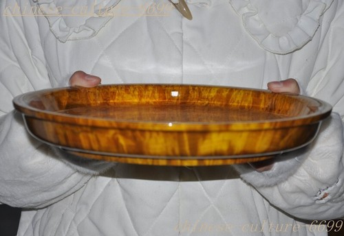 Antigua China Bandeja Tallada a Mano Madera Nanmu Borde Dorado Paletas Plato Plato Estatua - Imagen 3 de 11