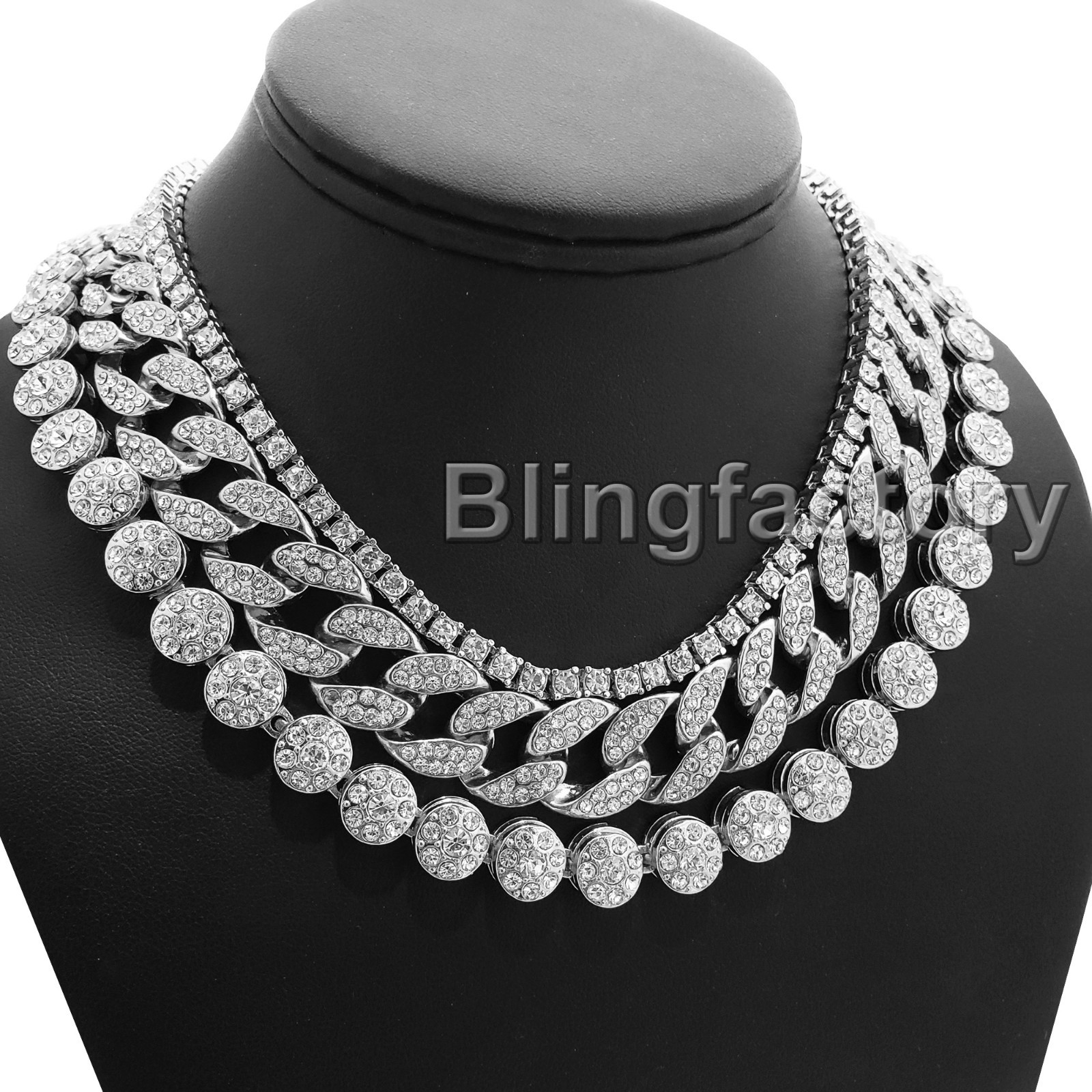 Hip Hop Spider Pendant & 18" Iced Cuban Link Chain Set - White Gold Plated