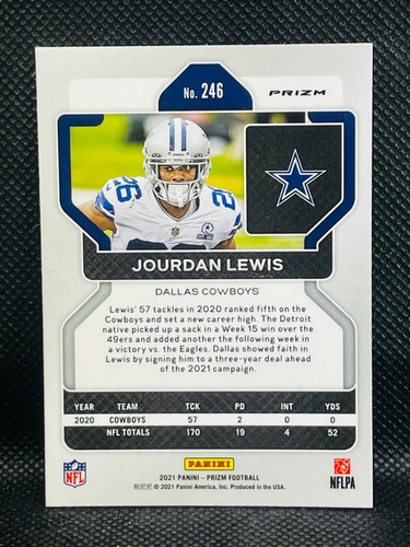 Fútbol Panini Prizm 2021 - Jourdan Lewis #246 - Silver Prizm - Vaqueros - Imagen 2 de 2