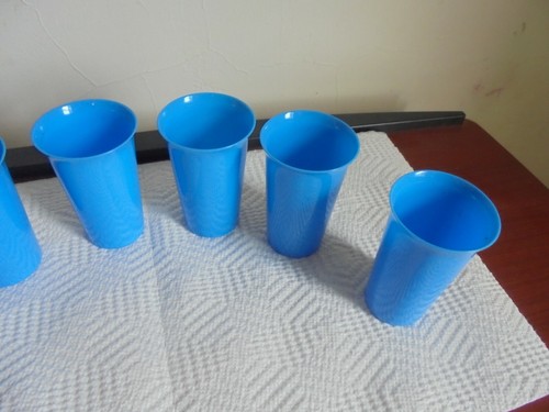 6 retro plastic child's drinking glasses rogers products blue NOS - Bild 2 von 7