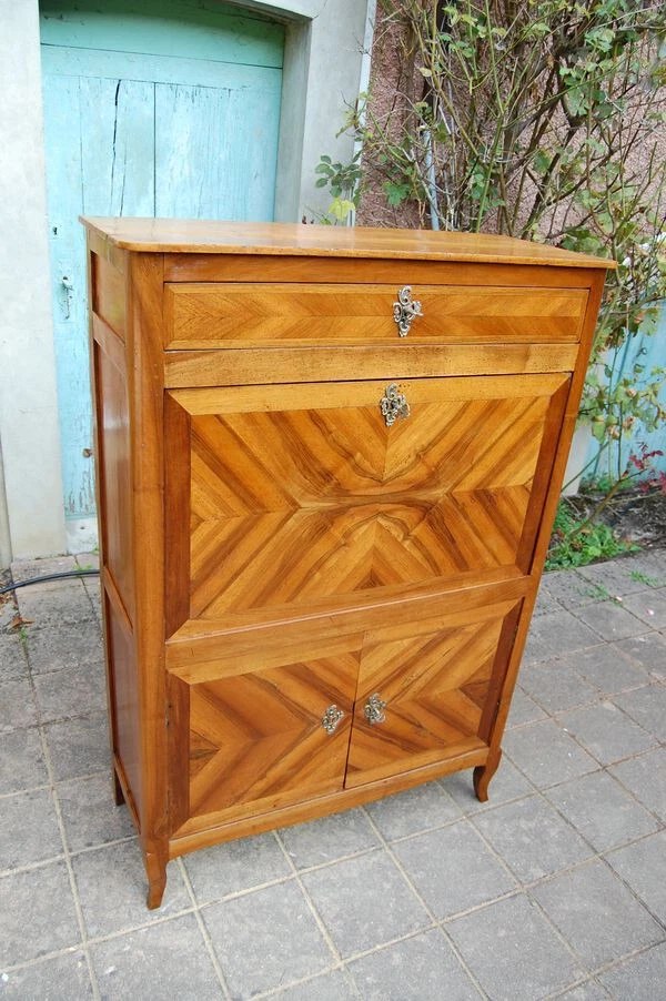 secrétaire d époque  louis xvi en noyer du 18e siécle - Photo 3/4