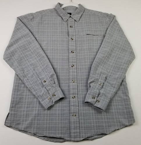 NordicTrack Button Up Hemd Herren M Medium grau weiß kariert Tasche Langarm - Bild 1 von 10