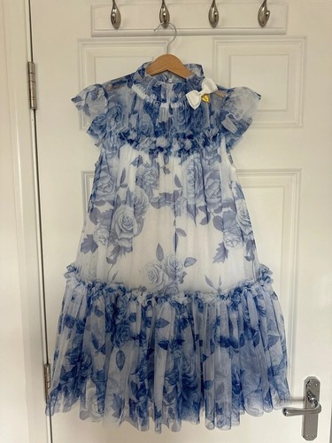 Angel's Face Girls 10-11 Blue Floral Roses Tulle Dress Brand New RRP: £120 - Picture 4 of 5