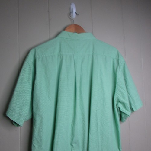 Camisa Steve & Barry's Abotonada XXL Manga Corta Verde Blanco Cuadros Algodón - Imagen 10 de 12
