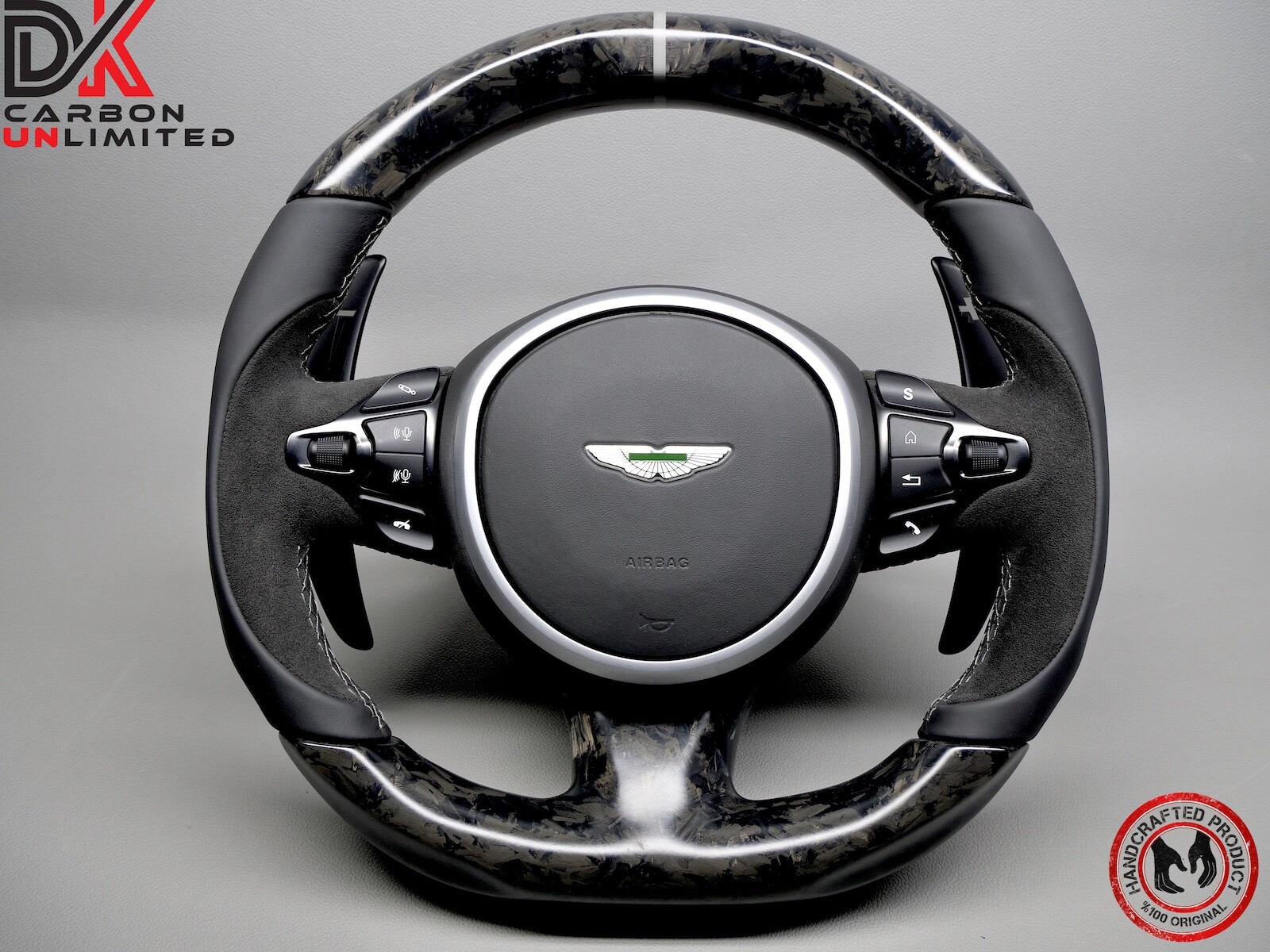 Aston Martin DB11 Vantage DBS Silver Ring Matte Forged Carbon Steering Wheel v3