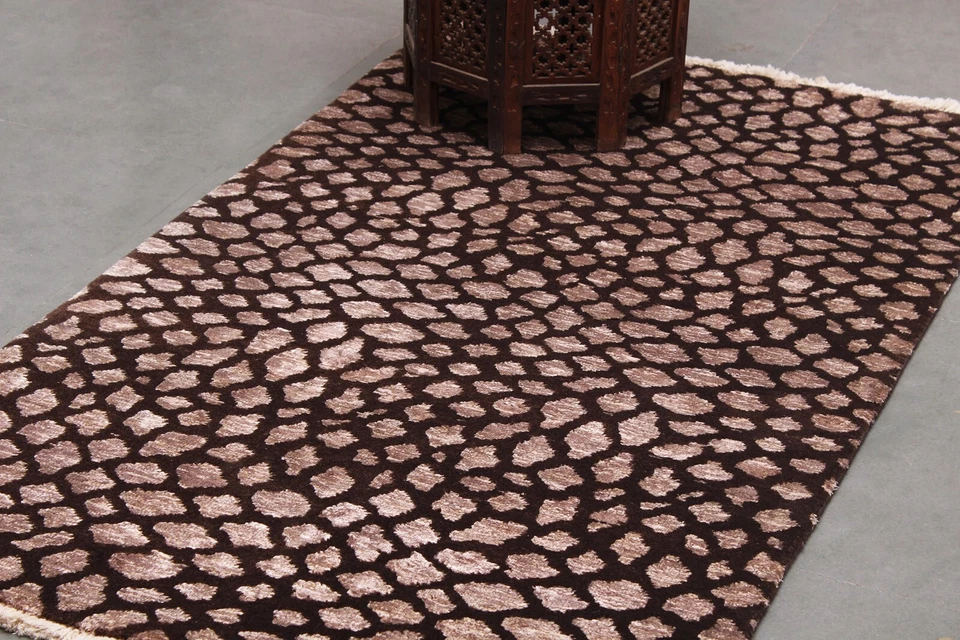 Contemporary Brown Carpets Hand-Knotted Wool Area Rugs Living Room Décor 3x5 ft - Image 2 of 4