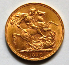 Australia. 1886 Melbourne - St George Sovereign.. aU/UNC - Full Lustre
