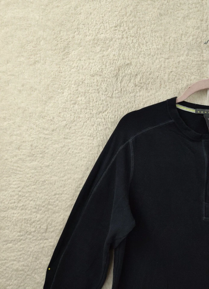 Kenneth Cole Reaction Men Shirt Medium Blue Cotton Blend Regular Henley Shirt - Image 2 of 4