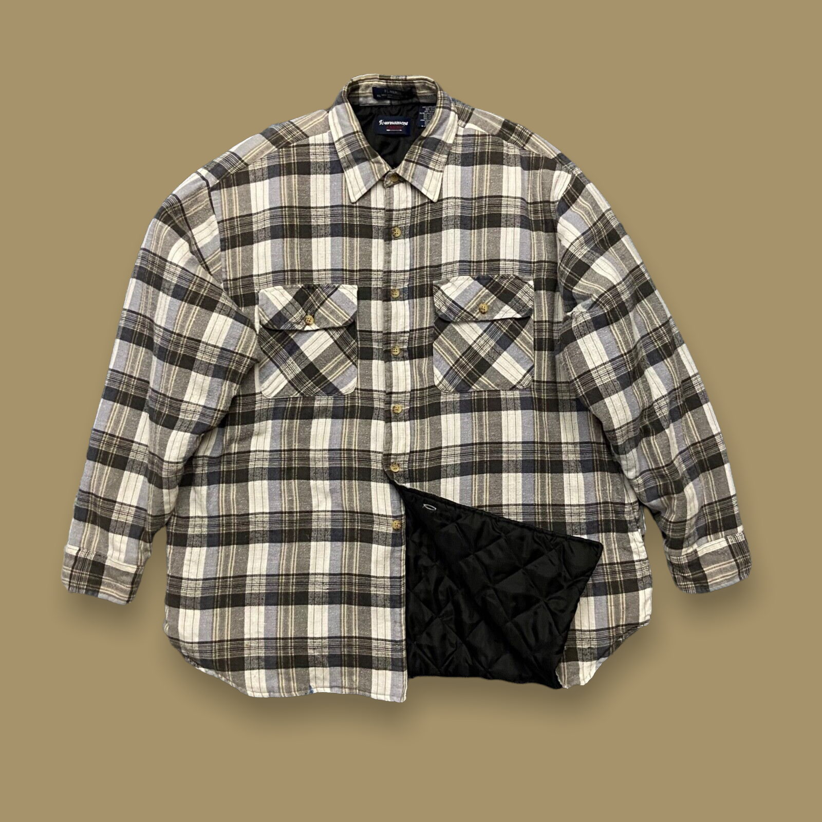 Vtg Flannel Shirt Jacket Quilted Lined 