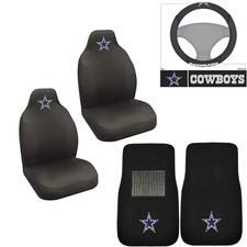Football 5pc Dallas Cowboys Carpet Floormats Steering Wheel Cover Seat Covers