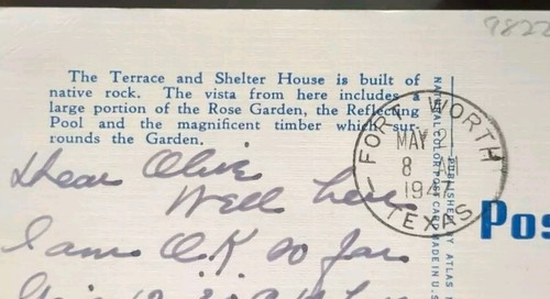 Terrace & Shelter House, Botanic Garden, Rock Springs Park, Fort Worth, TX- 1947 - Afbeelding 3 van 3