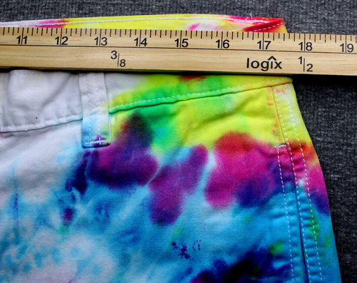 PD&C Bermuda Chino Shorts Men's 34 Muticolor Tie Dye Rainbow Colorful Flat Front - Picture 3 of 15