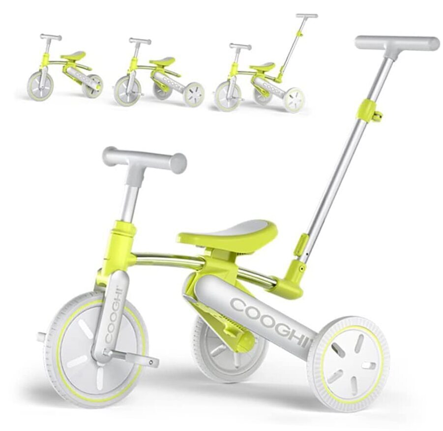  3-in-1 Toddler Tricycle for Kids Ages 18 Months - 4 Year Olds, Cooghi Green