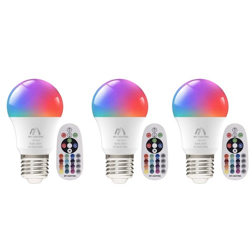 RGB LED Leuchtmittel 7W - Fernbedienung | Dimmbar | 16 Farben + Warmweiß | 3er Pack - Bild 1 von 15