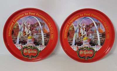 St. Louis International Exposition Food Processors Beer Serving Tray 2 VTG 1980