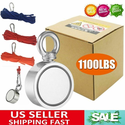 1100LBS FISHING MAGNET KIT UPTO PULL FORCE STRONG NEODYMIUM + ROPE + CARABINER
