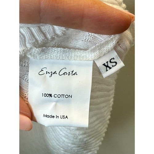 Enza Costa Women's Size XS White Cap Sleeve Crew Tee Pullover Ribbed - Picture 9 of 9