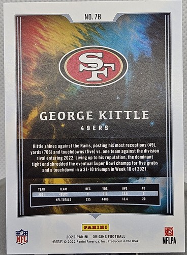 2022 Panini Origins - Red #78 George Kittle /299 - Picture 2 of 2