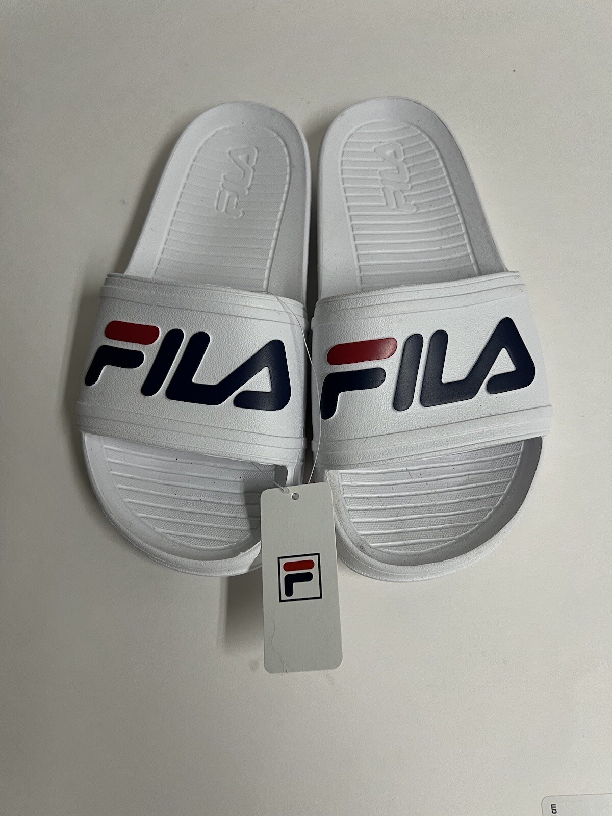 FILA Sandalo Slider bianco logo classico taglia 11 spiaggia piscina estate donna