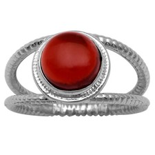 Stackable 925 Silver 8 MM Round Bezel Set Red Garnet Handmade Ring