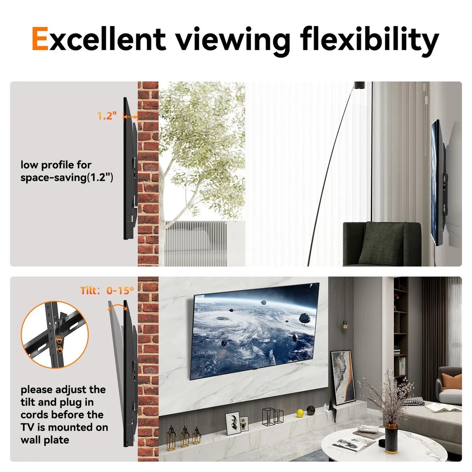 Universal TV Wall Mount Bracket – Tilting, Fits 32" To 70" Screens, VESA Compatible 4 thumbnail image