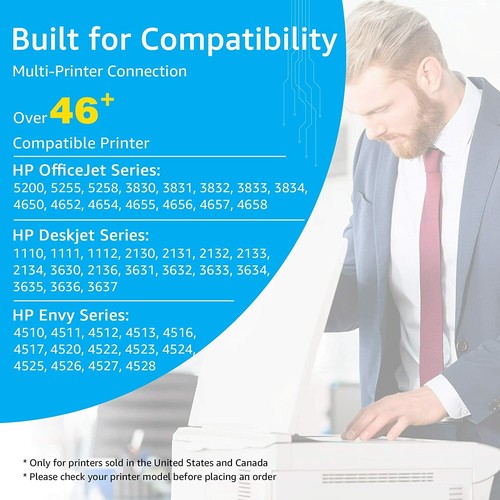4 PK 63 63XL Black Color Ink Cartridge for HP Envy 4520 Officejet 3930 3832 4650 - Foto 3 di 5