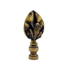 Lamp Finial-FROG ON LILY PAD-Aged Brass Finish, Highly detailed metal casting-FS