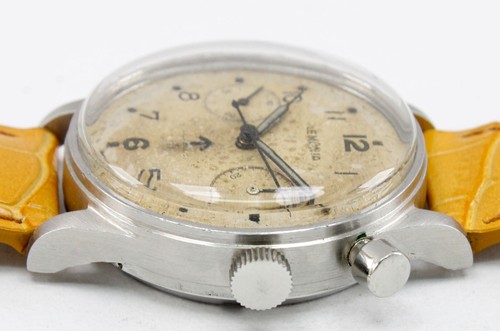 Orologio Cronografo Vintage Lemania Military 6B/551 Single Pusher 38mm Quadrante Patina - Foto 5 di 11