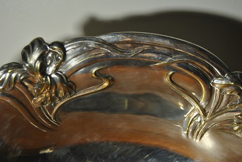 Antike Art Nouveau 1900 Victor SAGLIER Aus Versilbertem Messing Irisblume - Picture 20 of 24