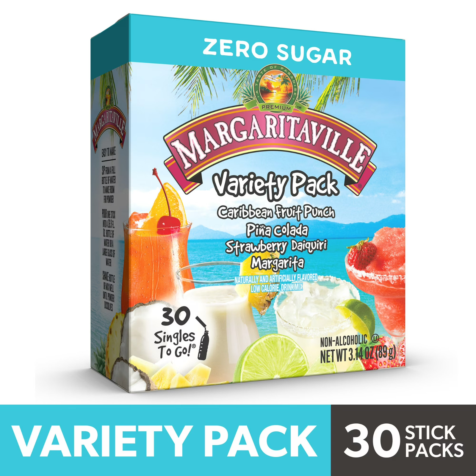 Margaritaville Sugar-Free Powdered Drink Mix Singles-To-Go Variety Pack, 30 Coun