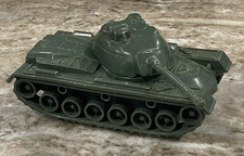 Vintage TIM-MEE Toys Plastic Toy Dark Green Army Tank Built in Wheels