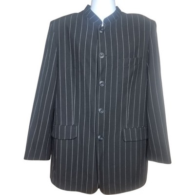 Next Image London Blazer Mens XL Black Wool Blend Pinstripe Tailored Jacket