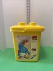 Retired 1991 LEGO Duplo 2386-1 Large Yellow Circus Bucket with Lid 62 Blocks