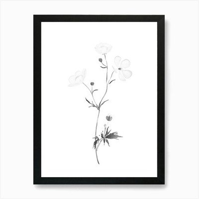 Asiatische Blumen Kunstdruck gerahmt Wandbild Poster Leinwanddruck Bild