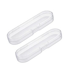 2 Pieces Clear Pencil Case Storage Box Supply Holder with Lid Container for