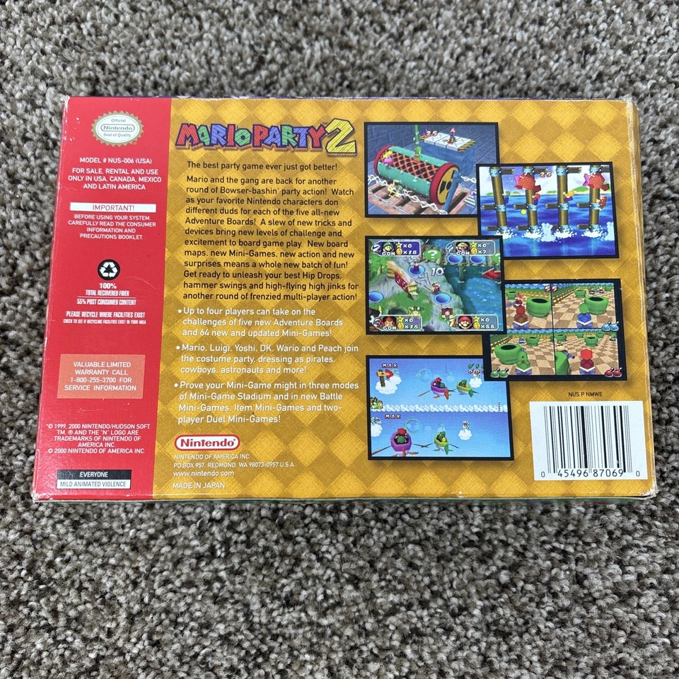 Mario Party 2 (Nintendo 64 N64) Complete CIB W Inserts - Tested - Authentic - Image 3 of 4