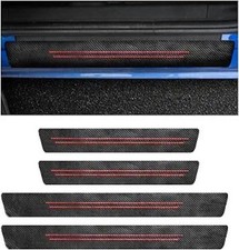 4 PCS Car Door Sill Protector, Waterproof Carbon Fiber Style Car Do Color: Red