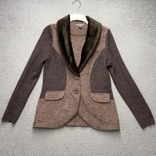 ROZ & ALI Brown Blazer Womens Petite Large Br...
