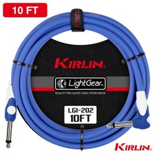 Kirlin  10ft  LGI-202 Guitar Instrument Cable -1/4" Straight to Right Angle, BLUE