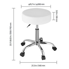 Round Rolling Stool with Wheels, 450 LBS Capacity, Height Adjustable PU Leather