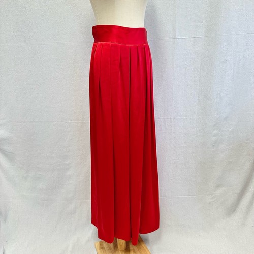 Caché vintage 90s red satin pleated palazzo Pants size 10 High Rise - Picture 5 of 18