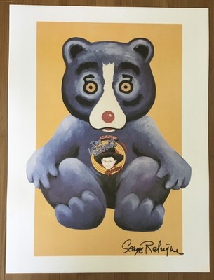 Rare CAFE TEE GEORGE RODRIGUE BLUE BEAR POSTER