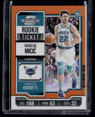 VASILIJE MICIC 2023-24 PANINI CONTENDERS OPTIC ORANGE PRIZM ROOKIE TICKET RC