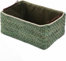 Baskets Woven Maize Straw Storage Bins with Handle Medium, Medium, Green